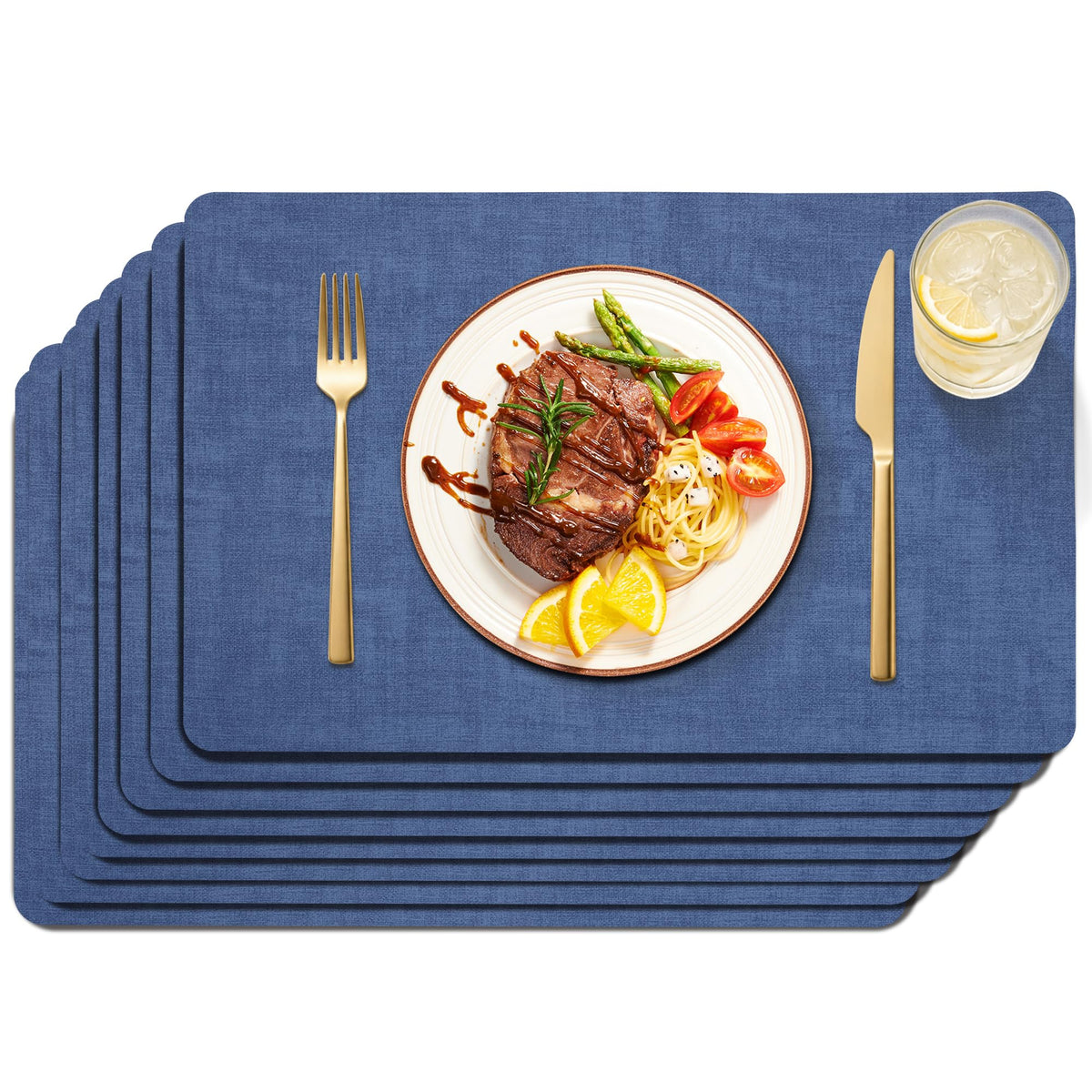 Maxpearl Faux Leather Placemats Set of 6, Easy to Clean, Grey