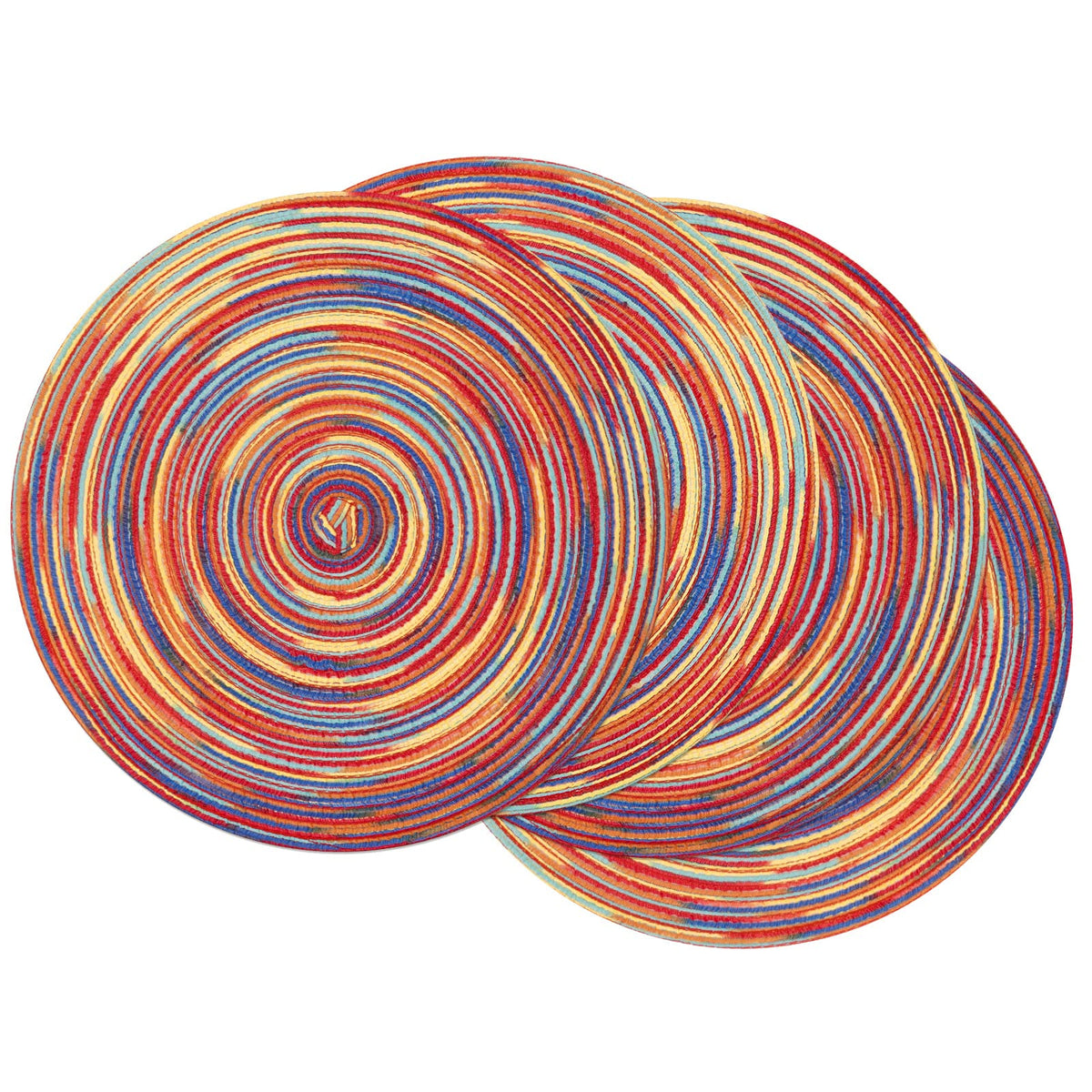 SHACOS Round Braided Placemats Set of 4 Dining Table Placemats 15 inch Circle Place Mats Easy to Clean Table Mats Indoor Outdoor, Blue Gray