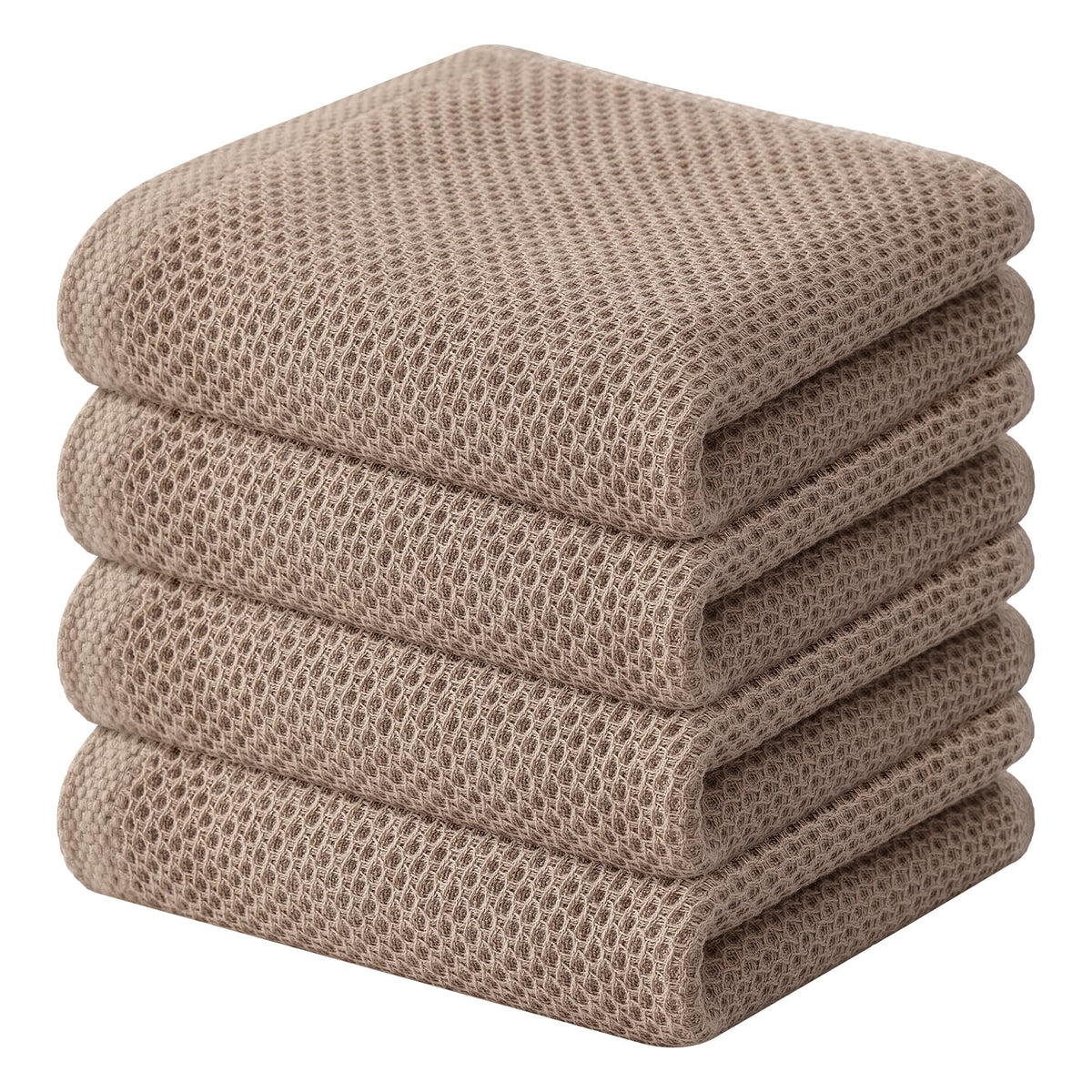 Kitinjoy 100% Cotton Waffle 6-Pack Kitchen Towels, 12" x 12", Dark Grey