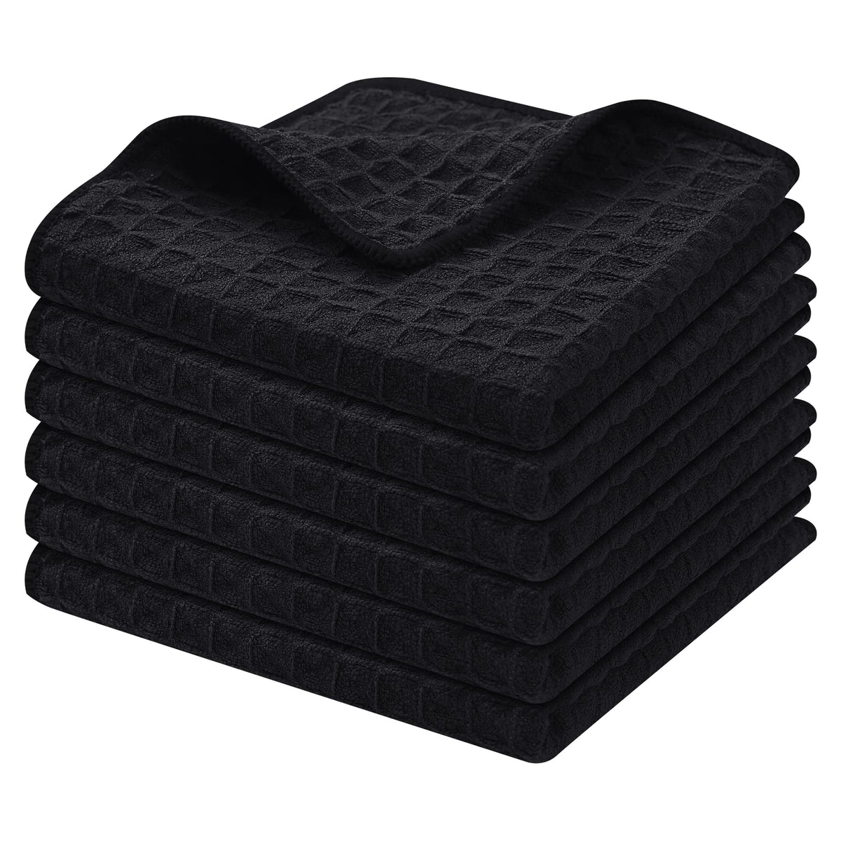 Homaxy Microfiber Waffle Weave Kitchen Dish Cloths, 6-Pack, White
