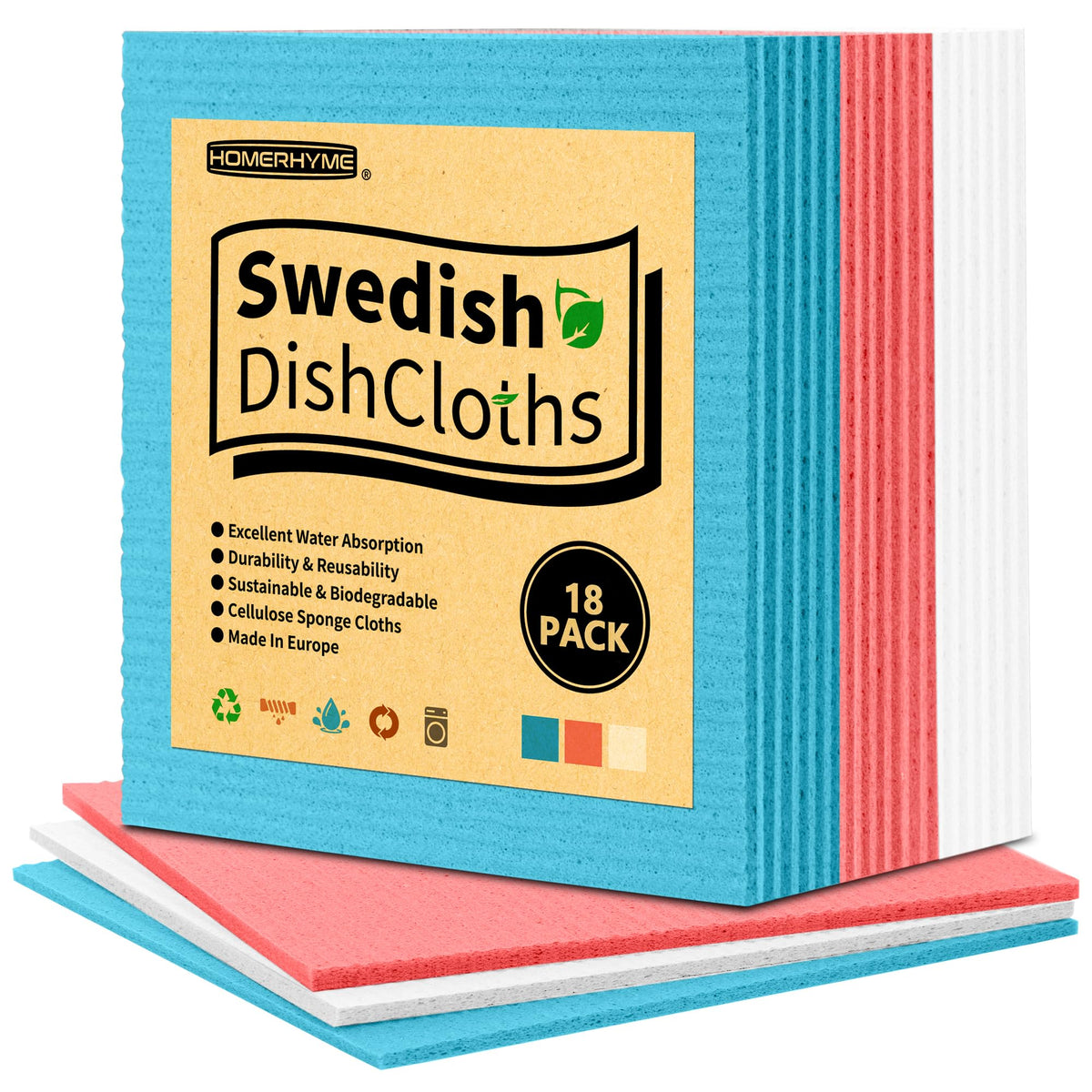 Swedish Dishcloths, 10 Pack Absorbent Dish Towels for Kitchen, Multipurpose Cellulose Sponge Cloths, Reusable Washable Towels for Home & Kitchen, Grey