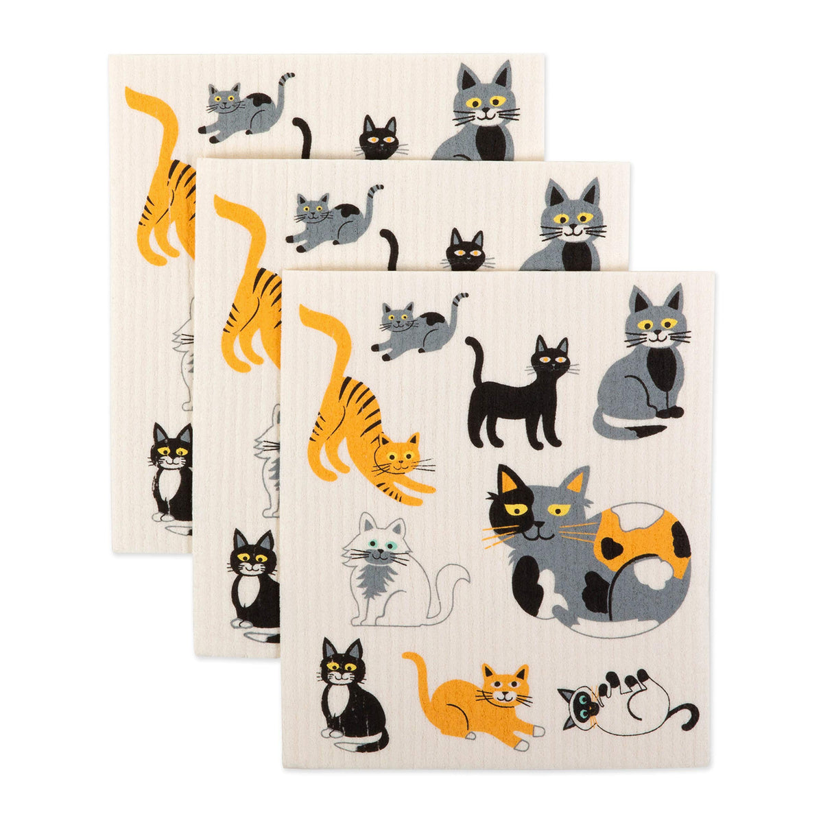 DII Swedish Dishcloths for Kitchen & Cleaning, Reusable, Machine Washable & Dishwasher Safe, Biodegradable, 7.75 x 6.75, Lemons, 3 Piece