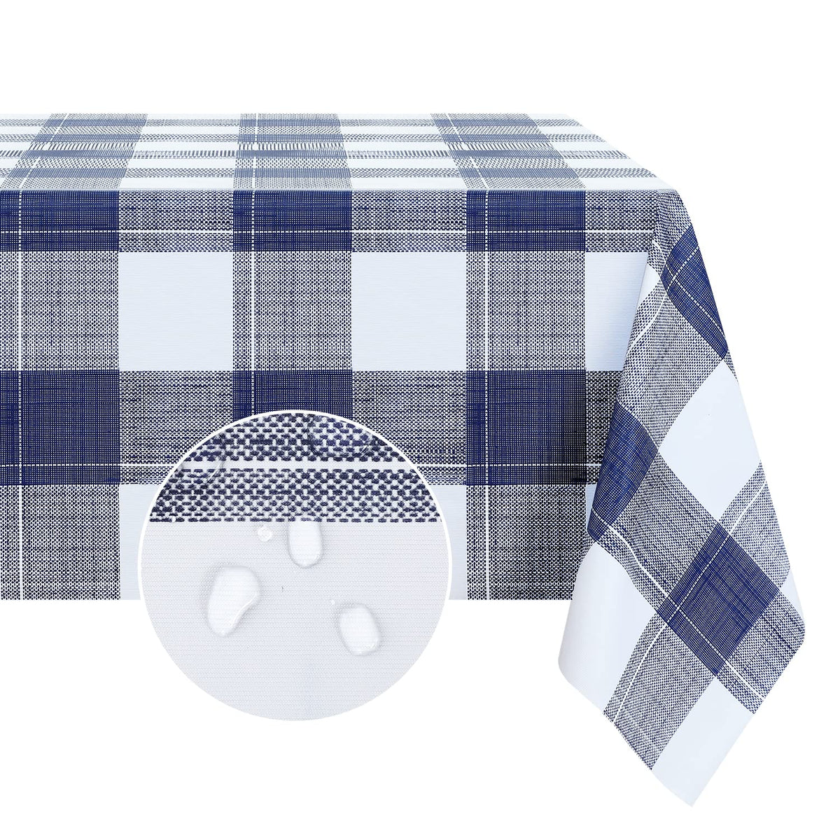 Romanstile Checkered Vinyl Tablecloth, Rectangle 54 x 78, Grey