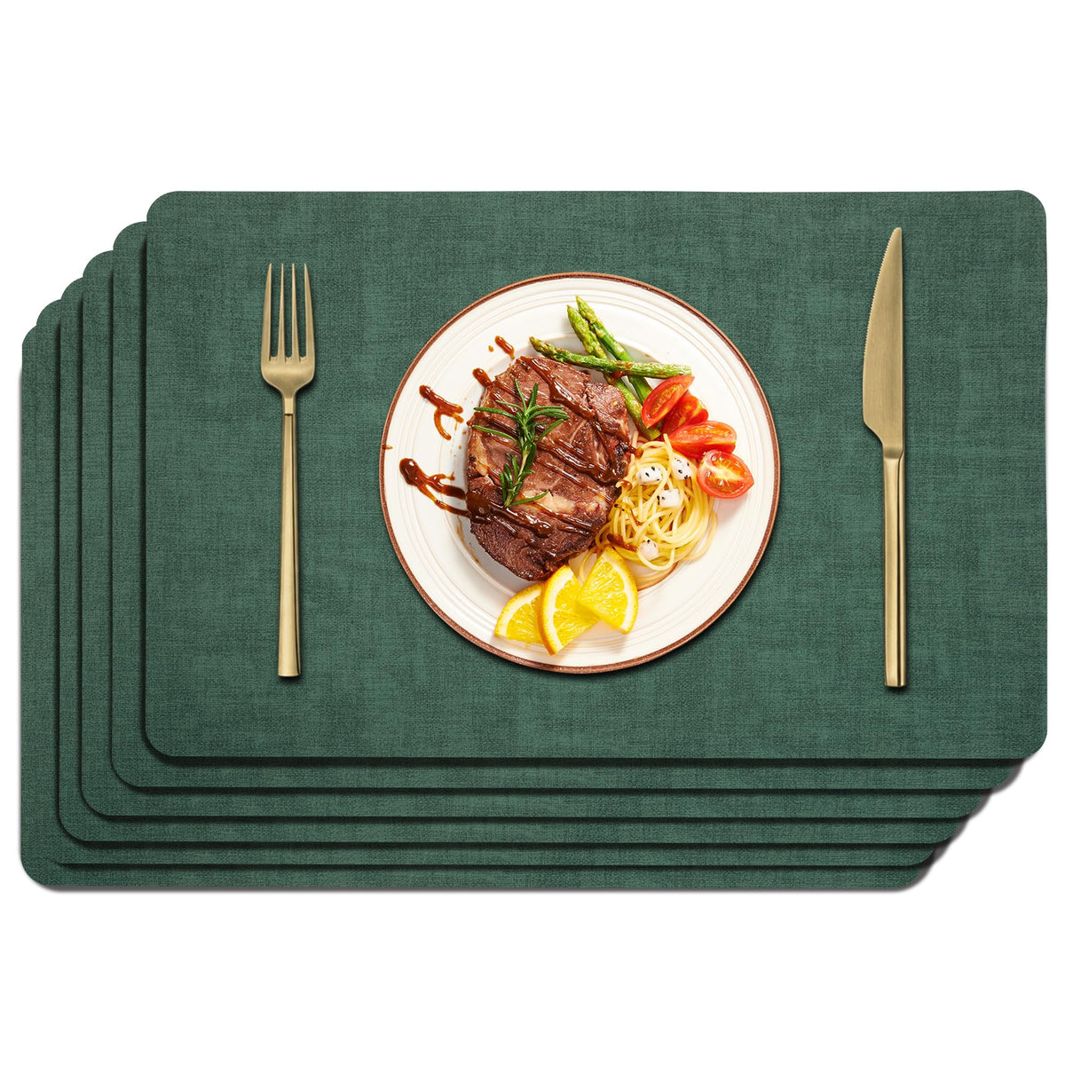 Maxpearl Faux Leather Placemats Set of 6, Easy to Clean, Grey
