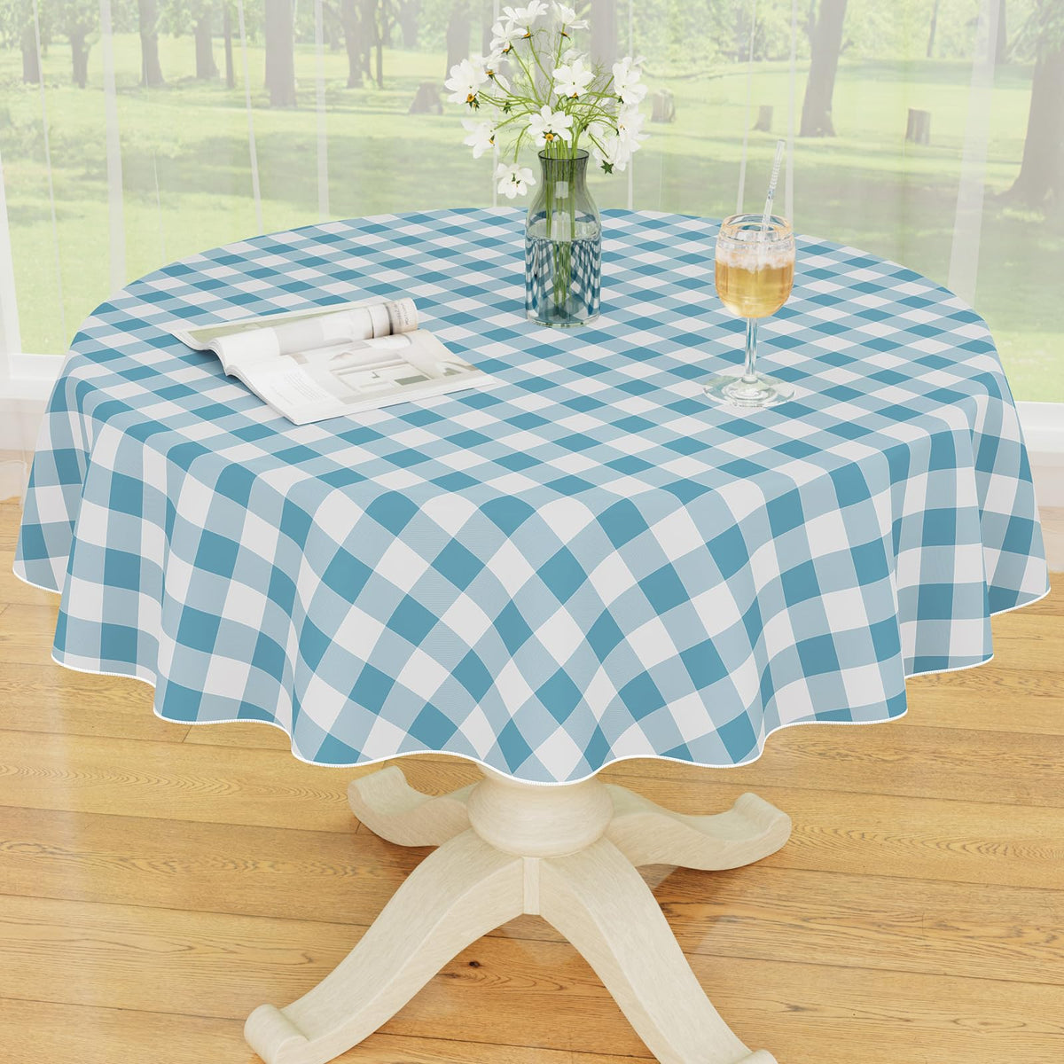 Smiry Fall Tablecloth, Flannel Backed Vinyl Table Cloth, 60"x84"