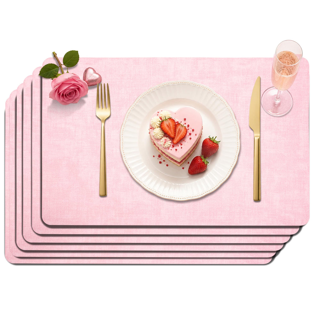 Maxpearl Faux Leather Placemats Set of 6, Easy to Clean, Grey