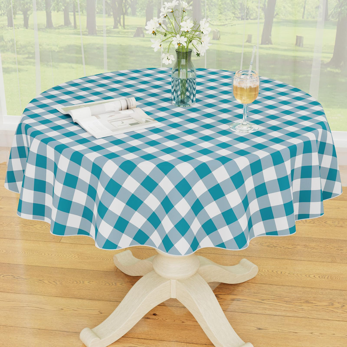 Smiry Fall Tablecloth, Flannel Backed Vinyl Table Cloth, 60"x84"
