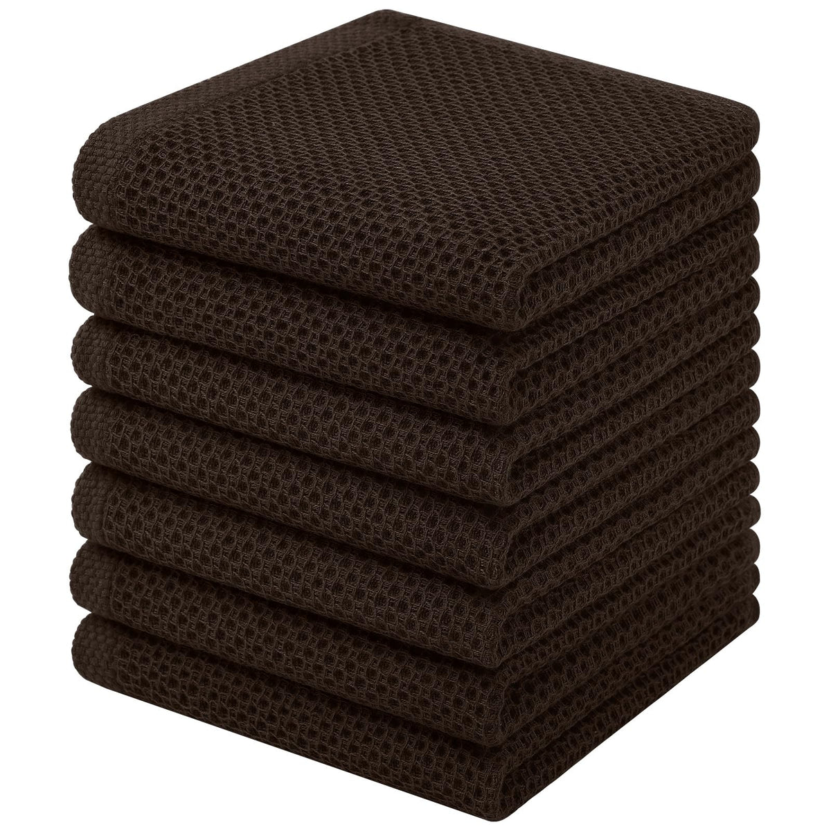 Homaxy 100% Cotton Waffle Weave Kitchen Dish Cloths, 4-Pack, Dark Grey