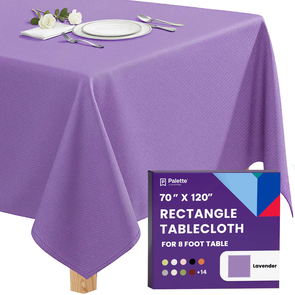Gee Di Moda Rectangle Tablecloth - 90 x 132 Inch Beige Table Cloth for 6 Foot Tables with Floor-Length Drop - Heavy Duty Washable Fabric for Holiday Party, Dinner, Weddings & Baby Shower