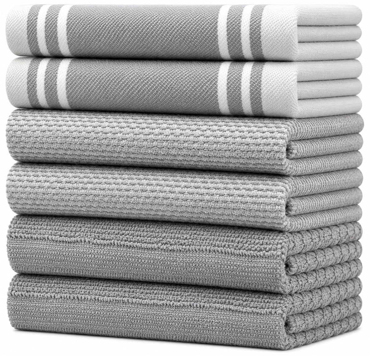 Bumble Premium Dish Cloths 13"x13" (6 Pack) | 100% Natural Ring Spun Cotton | 400 GSM | Highly Absorbent & Soft |Yarn Dyed & Solid Dyed Terry Dish Cloth Set - Tan