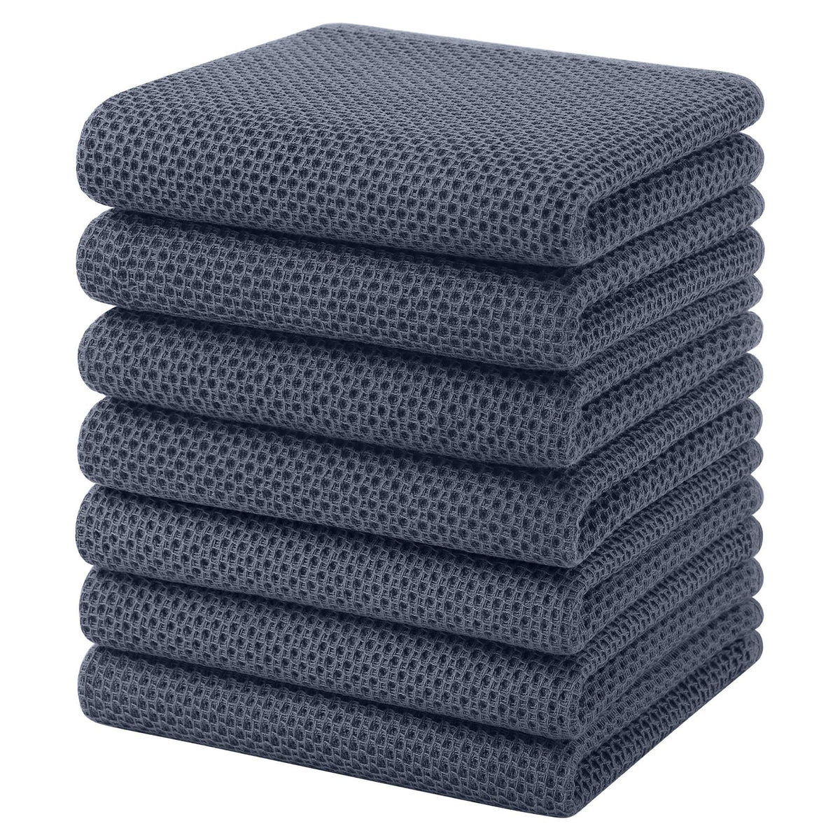 Homaxy 100% Cotton Waffle Weave Kitchen Dish Cloths, 4-Pack, Dark Grey