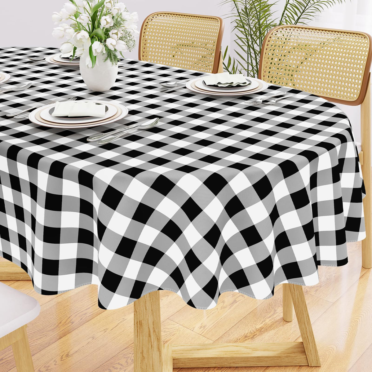 Smiry Fall Tablecloth, Flannel Backed Vinyl Table Cloth, 60"x84"