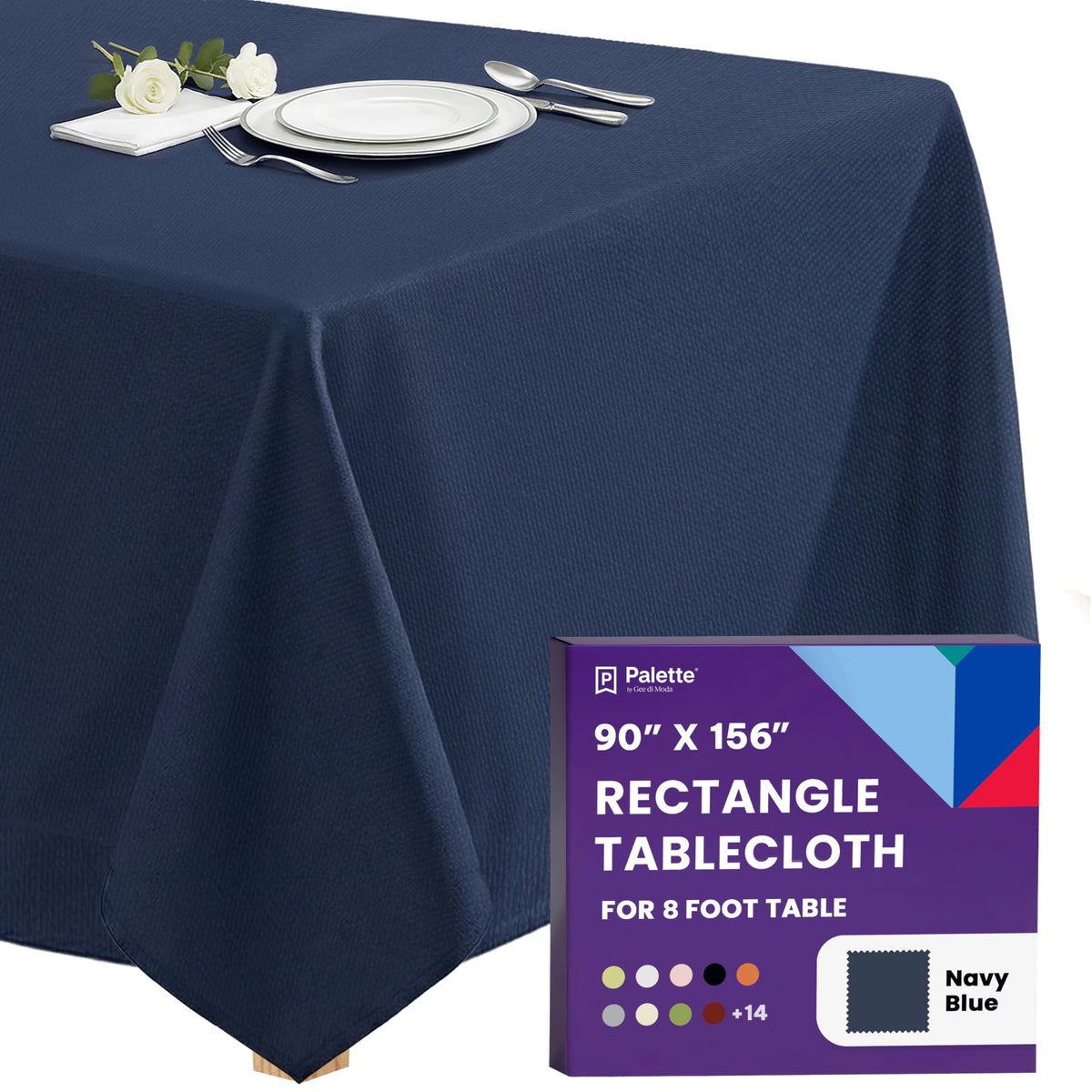 Gee Di Moda Rectangle Tablecloth - 90 x 132 Inch Beige Table Cloth for 6 Foot Tables with Floor-Length Drop - Heavy Duty Washable Fabric for Holiday Party, Dinner, Weddings & Baby Shower