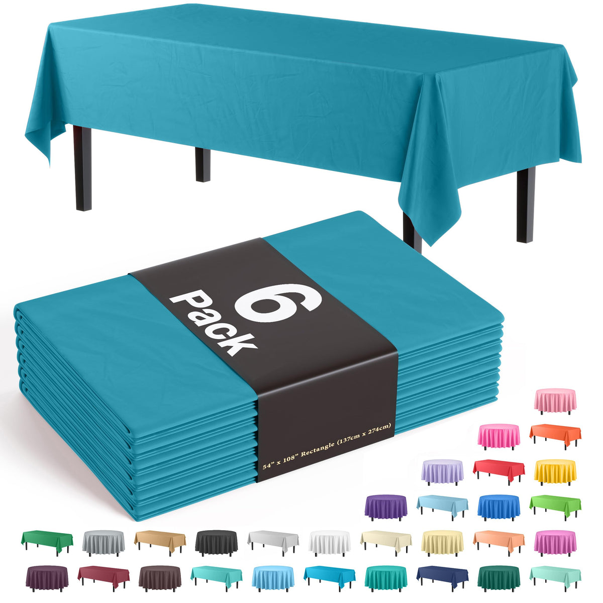 Exquisite Ivory Plastic Table Cloth Disposable 6 Pack - 54 x 108 Inch Rectangle Tablecloth for 6 Foot Tables - Waterproof Table Cover for Party Wedding Birthday Graduation BBQ Catering