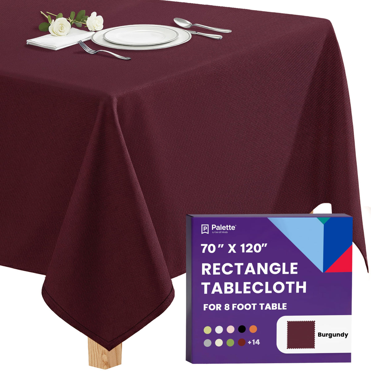 Gee Di Moda Rectangle Tablecloth - 90 x 132 Inch Beige Table Cloth for 6 Foot Tables with Floor-Length Drop - Heavy Duty Washable Fabric for Holiday Party, Dinner, Weddings & Baby Shower