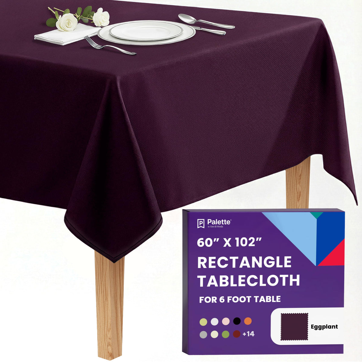 Gee Di Moda Rectangle Tablecloth - 90 x 132 Inch Beige Table Cloth for 6 Foot Tables with Floor-Length Drop - Heavy Duty Washable Fabric for Holiday Party, Dinner, Weddings & Baby Shower