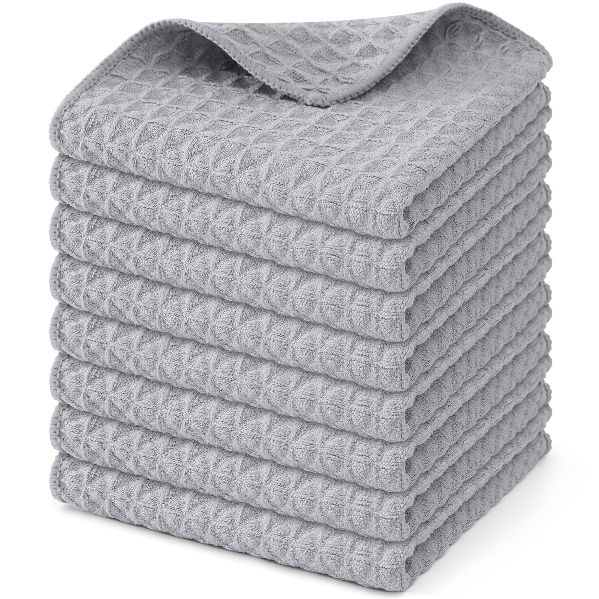 Homaxy Microfiber Waffle Weave Kitchen Dish Cloths, 6-Pack, White