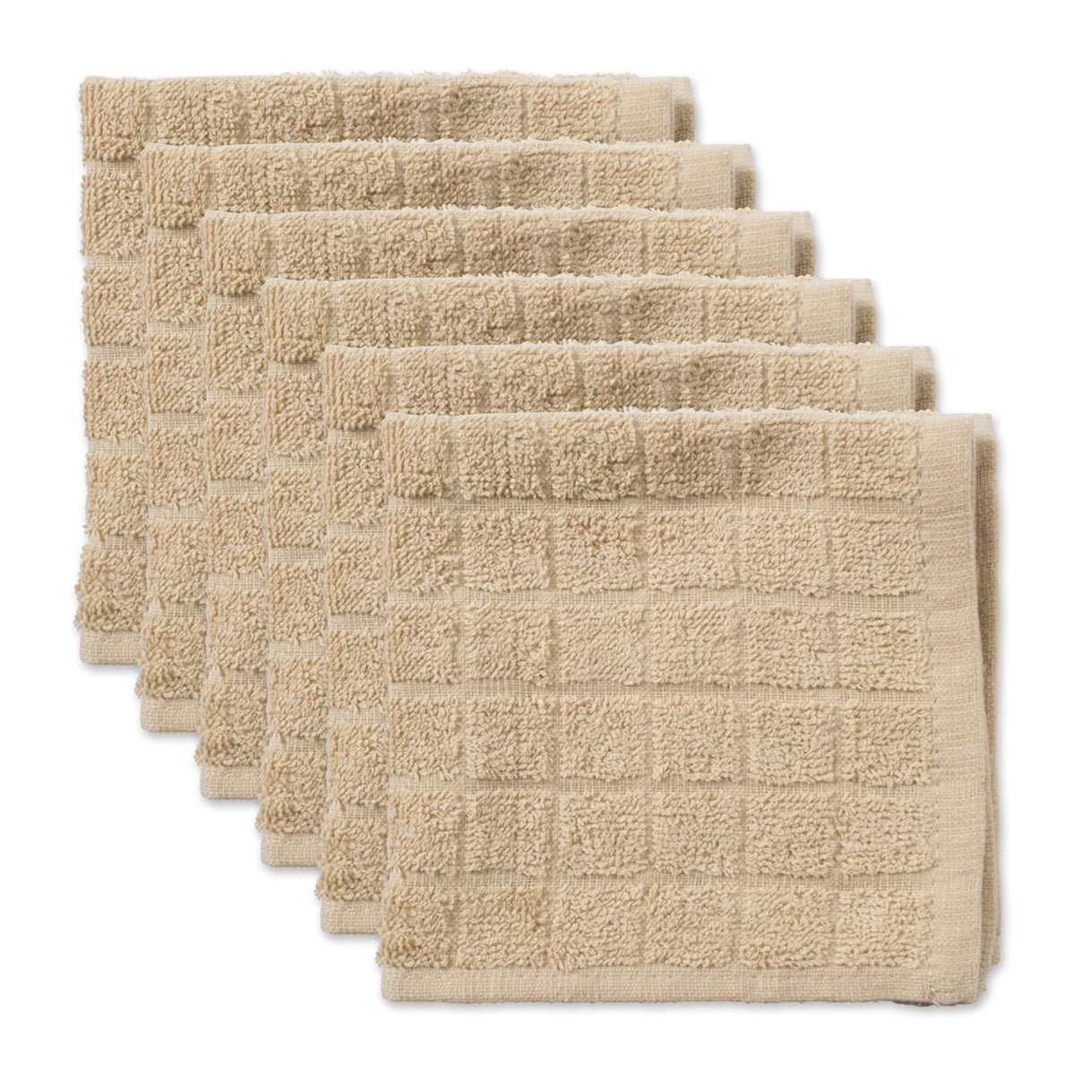 DII Basic Terry Collection Solid Windowpane Dishcloth Set, 12x12, Spice, 6 Piece