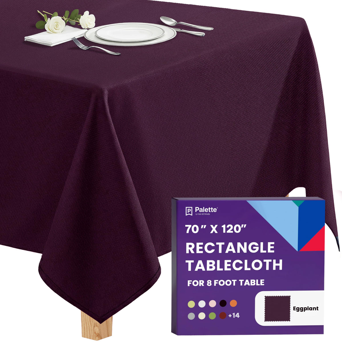 Gee Di Moda Rectangle Tablecloth - 90 x 132 Inch Beige Table Cloth for 6 Foot Tables with Floor-Length Drop - Heavy Duty Washable Fabric for Holiday Party, Dinner, Weddings & Baby Shower