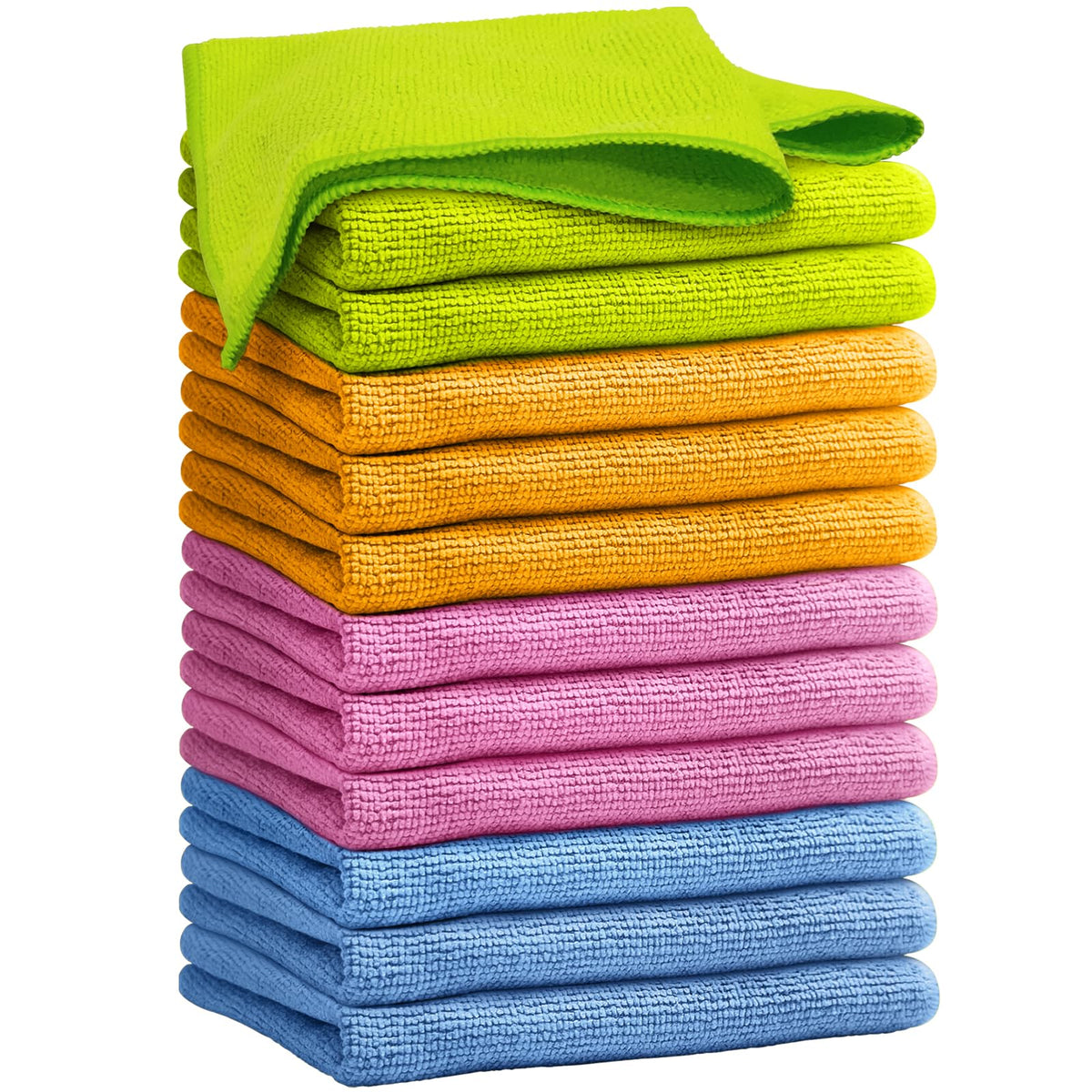 Kitchen Dish Cloths, 12 Pack, 10 x 10 Inches, Super Absorbent Microfiber Dish Towels, Soft Lint Free Reusable Dish Rags for Washing Dishes, Drying, Counters and Sink, Grey