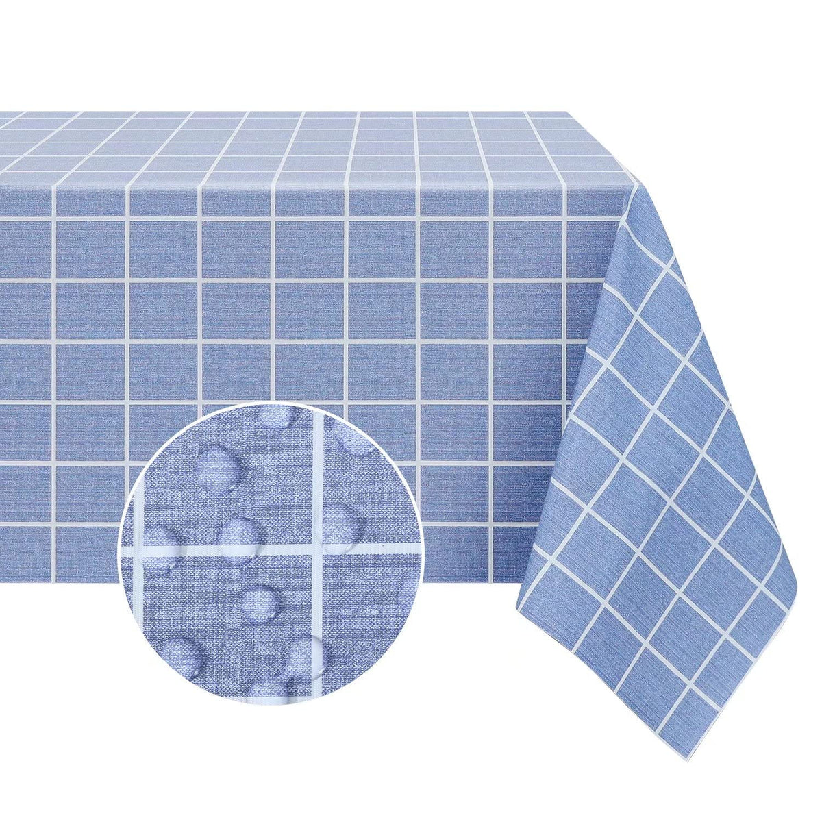 Romanstile Checkered Vinyl Tablecloth, Rectangle 54 x 78, Grey