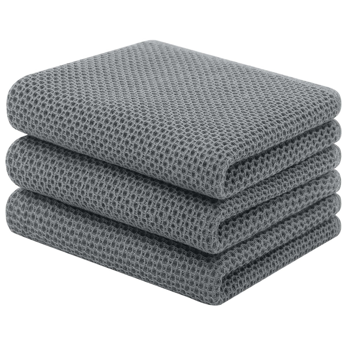 Homaxy 100% Cotton Waffle Weave Kitchen Dish Cloths, 4-Pack, Dark Grey