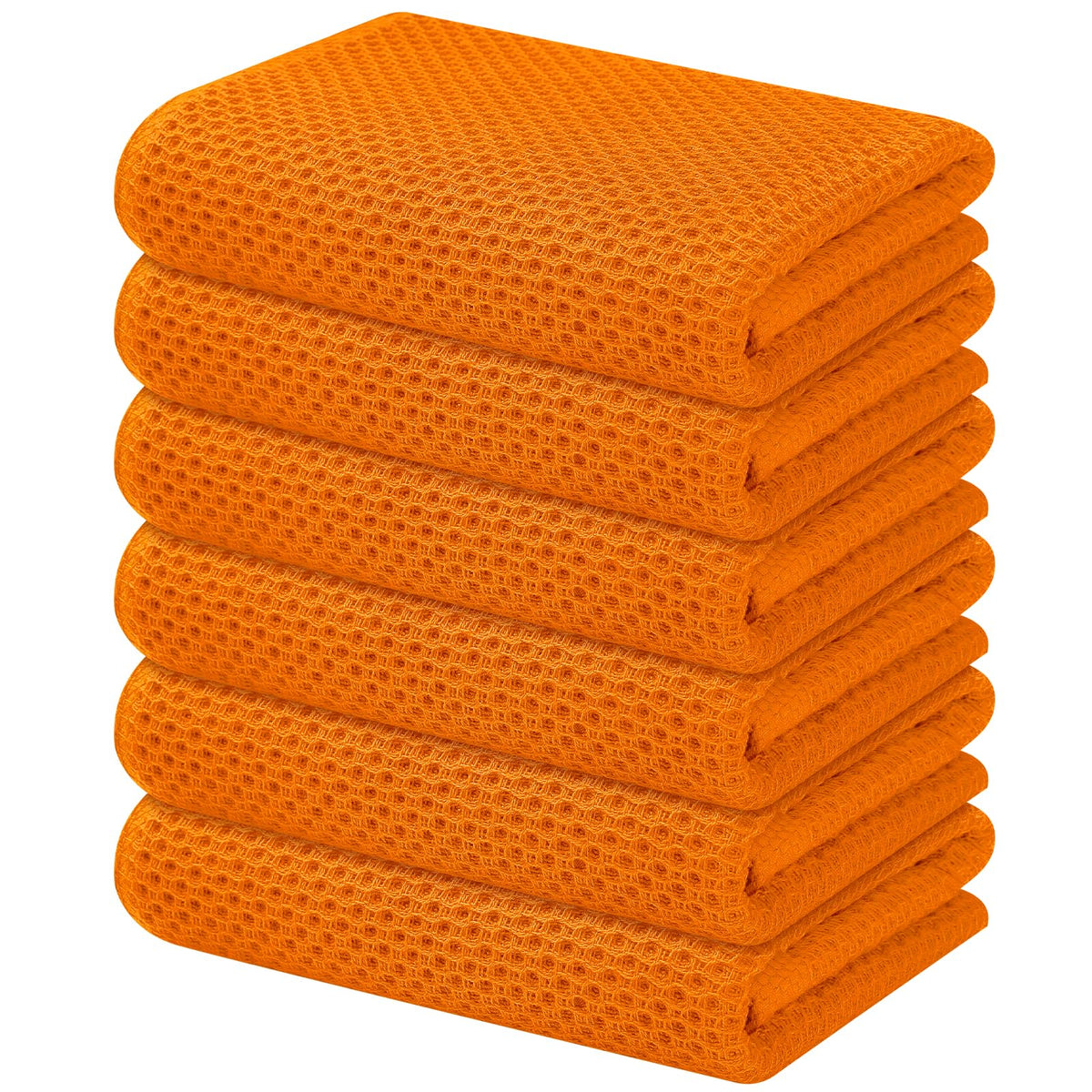 Kitinjoy 100% Cotton Waffle 6-Pack Kitchen Towels, 12" x 12", Dark Grey