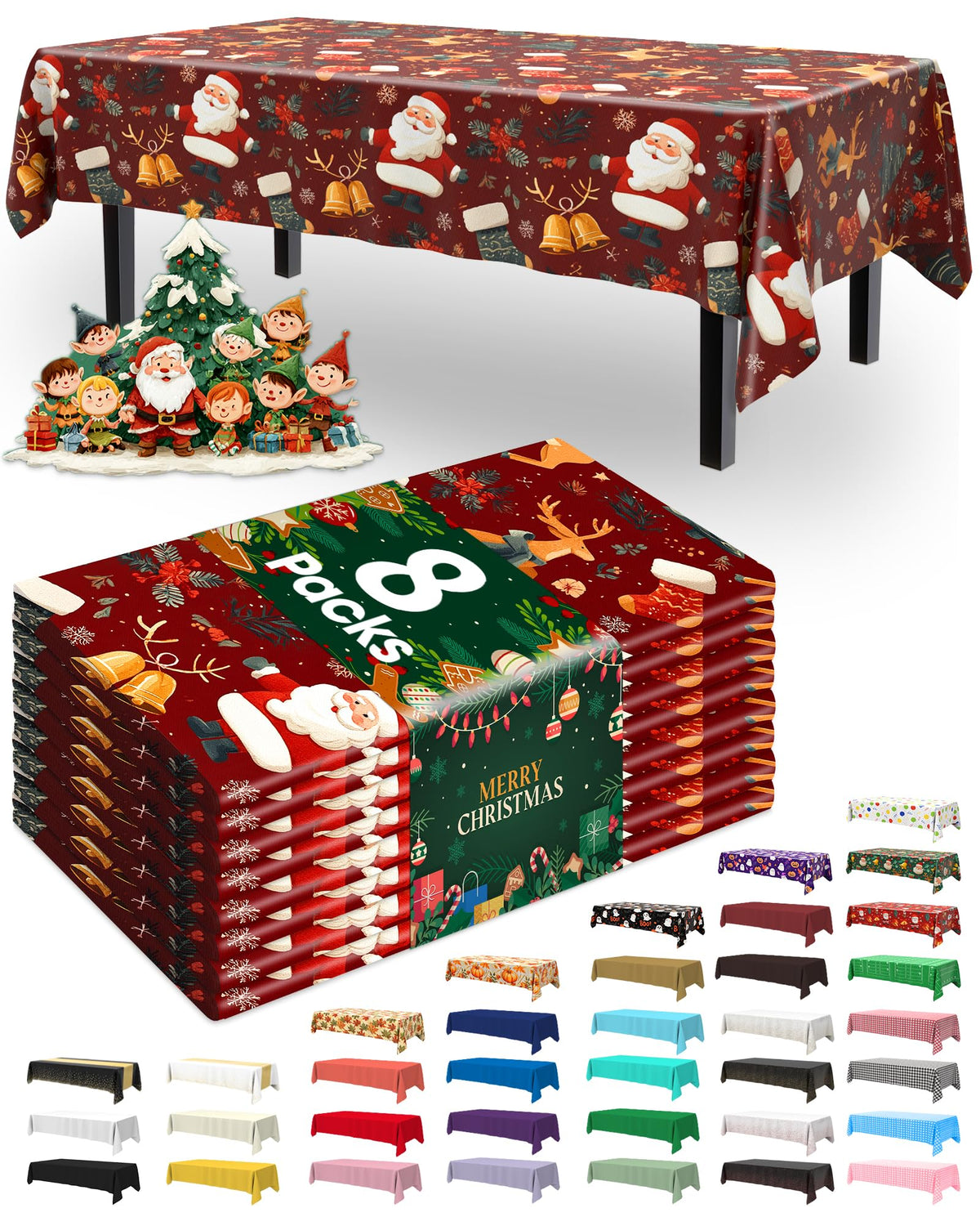 Pureegg Plastic Table Cloth Disposable 8 Pack, 54 x 108 Inch Table Cloths, Graduation Decorations Class of 2025, Graduation Party Tablecloths, Rectangle, Plastic Cover, Leakproof & Sturdy, Black