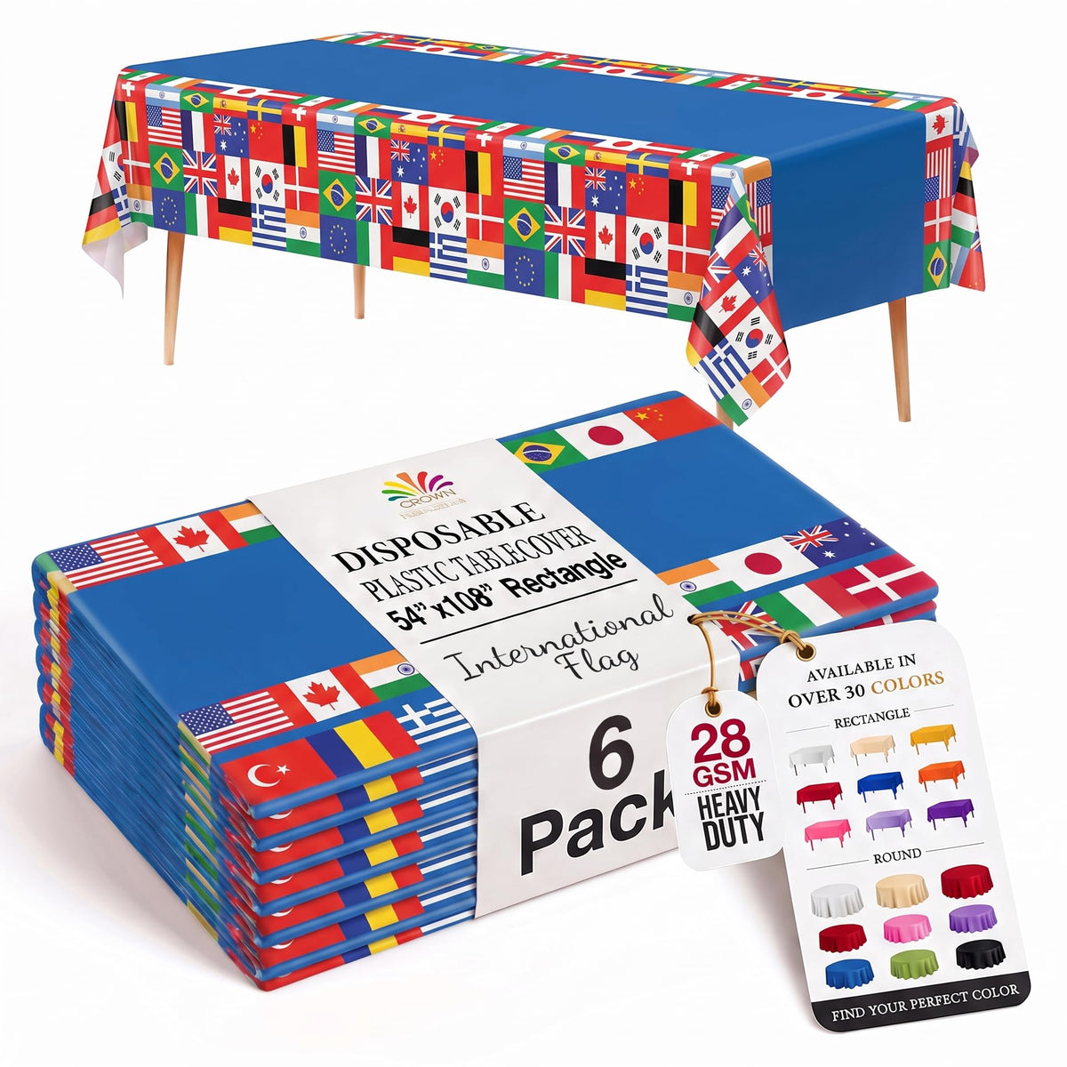 Exquisite Ivory Plastic Table Cloth Disposable 6 Pack - 54 x 108 Inch Rectangle Tablecloth for 6 Foot Tables - Waterproof Table Cover for Party Wedding Birthday Graduation BBQ Catering