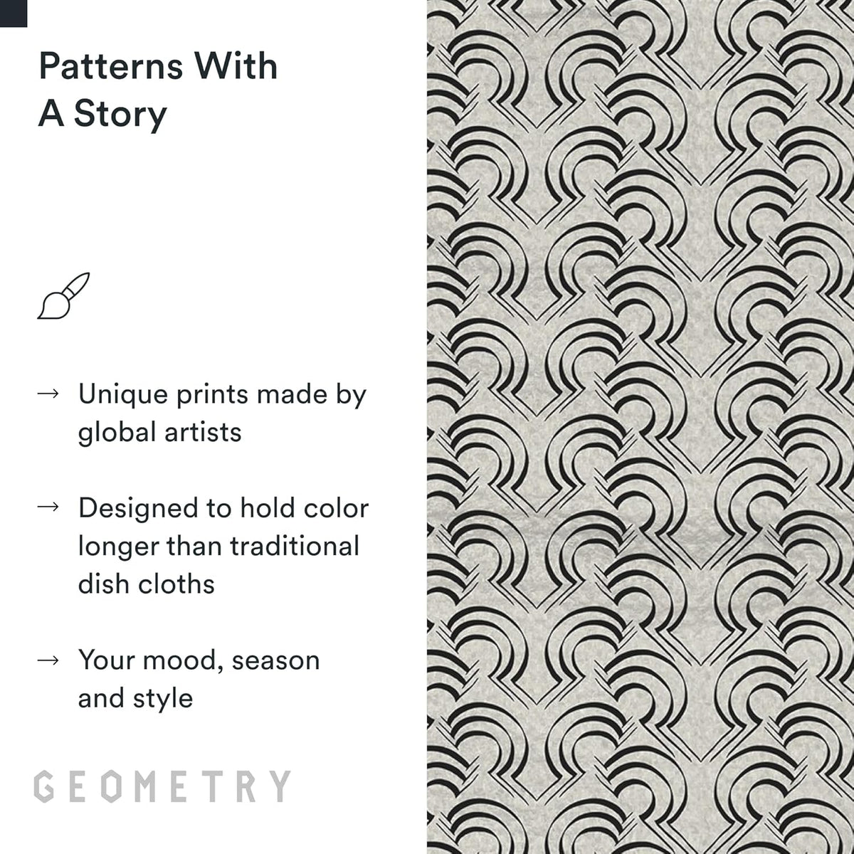 GEOMETRY Kitchen Dish Cloths - Quick Dry Dishcloths for Kitchen - Premium Dish Rags with Geoweave - 3-Pieces Night Reeds