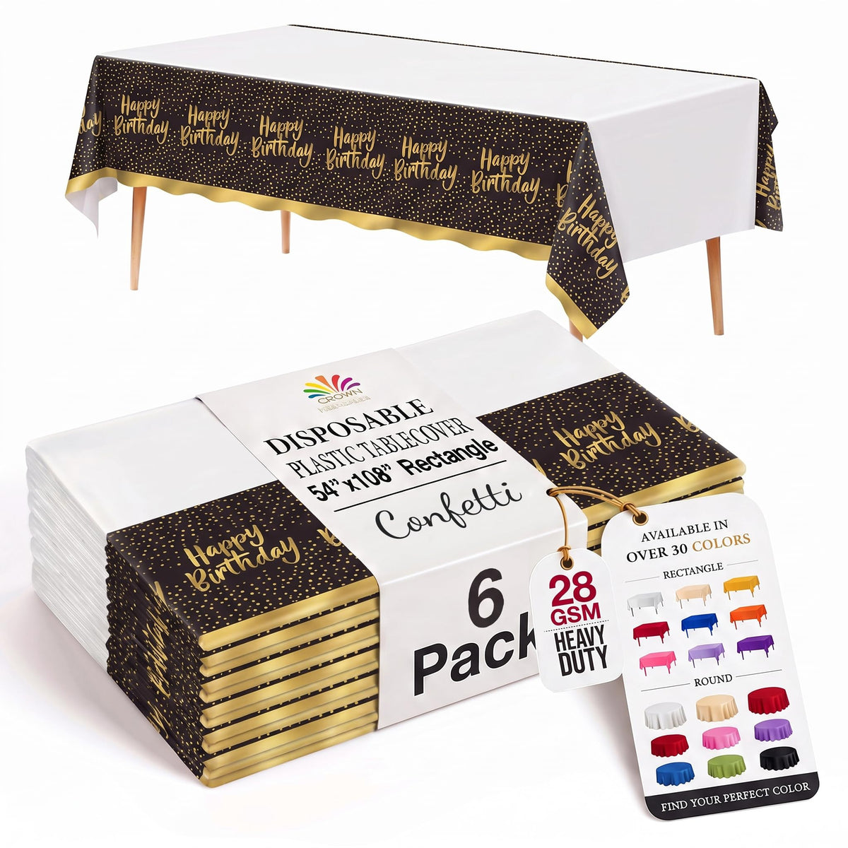 Exquisite Ivory Plastic Table Cloth Disposable 6 Pack - 54 x 108 Inch Rectangle Tablecloth for 6 Foot Tables - Waterproof Table Cover for Party Wedding Birthday Graduation BBQ Catering