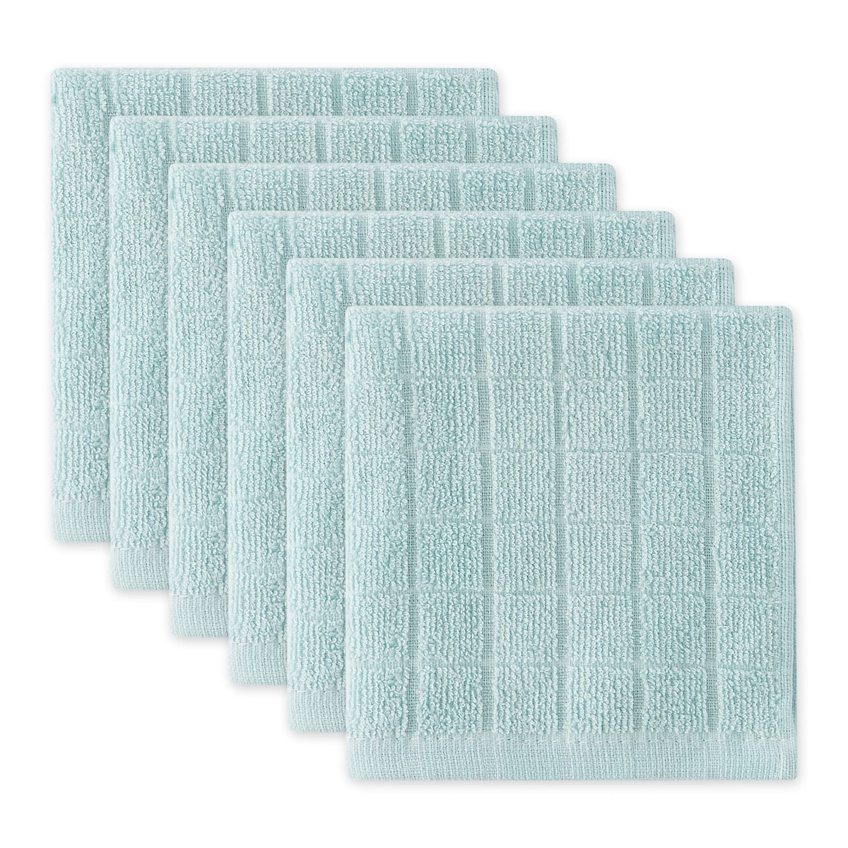DII Basic Terry Collection Solid Windowpane Dishcloth Set, 12x12, Spice, 6 Piece