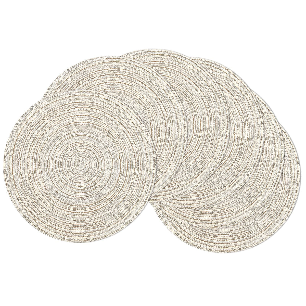SHACOS Round Braided Placemats Set of 4 Dining Table Placemats 15 inch Circle Place Mats Easy to Clean Table Mats Indoor Outdoor, Blue Gray