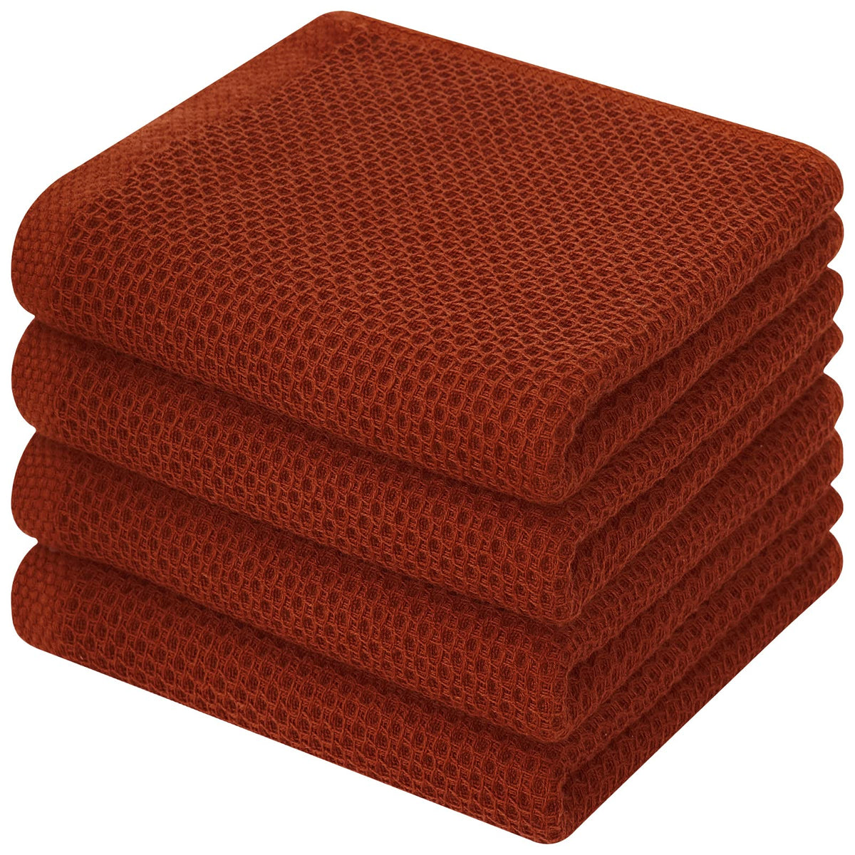 Kitinjoy 100% Cotton Waffle 6-Pack Kitchen Towels, 12" x 12", Dark Grey