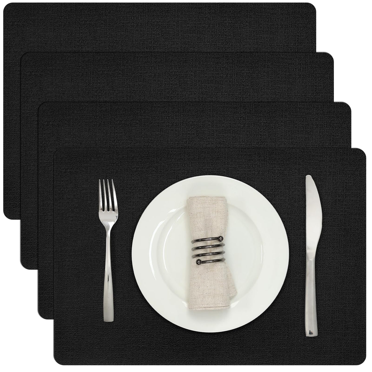 Myir JUN Faux Leather Placemats Set of 6, Reversible Dual-Color Place Mats