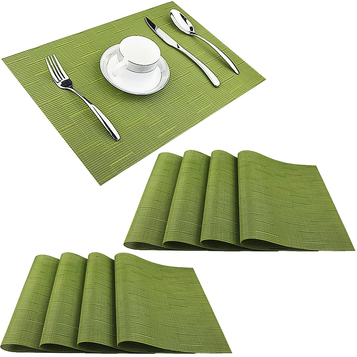 PIGCHCY Placemats,Durable Placemats for Dining Table,Washable Woven Vinyl Kitchen Placemats Set of 4 (Brown)