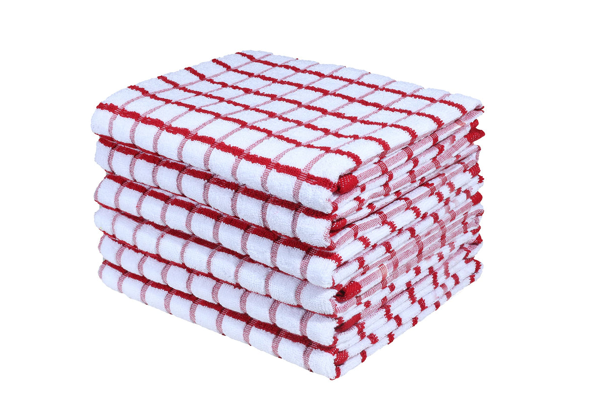 Urban Villa Kitchen Towels 100% Cotton Dish Towels for Kitchen (Set of 6) 20”x30” Dish Cloths Highly Absorbent Kitchen Linen Set with Hanging Loop Perfect for Drying Dishes Cleaning Towels-Blue White