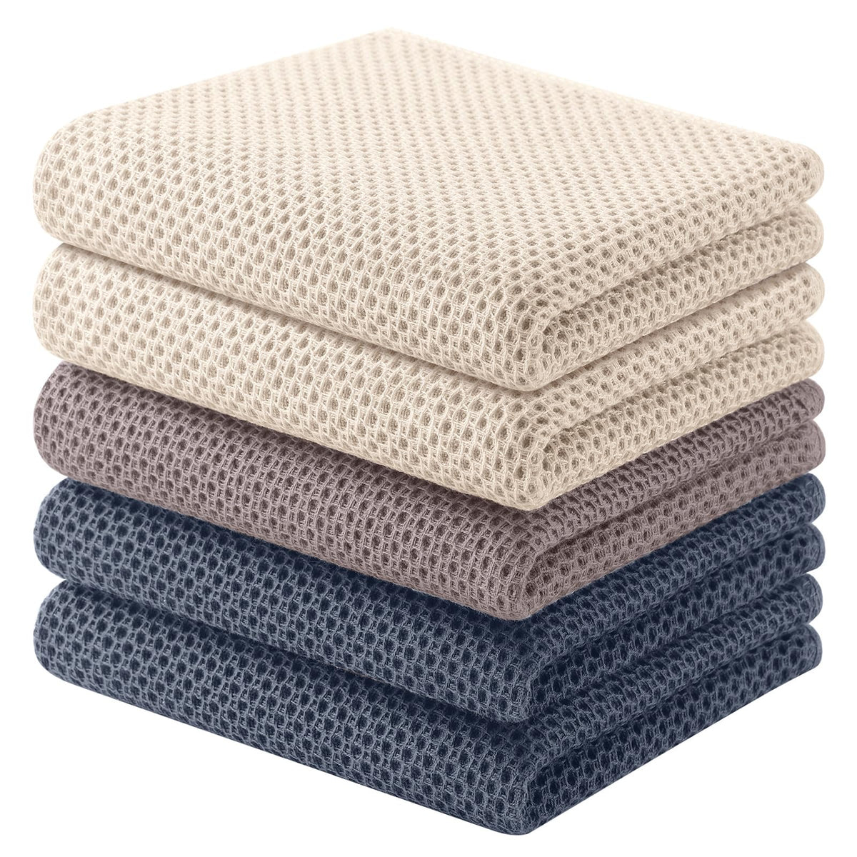 Homaxy 100% Cotton Waffle Weave Kitchen Dish Cloths, 4-Pack, Dark Grey
