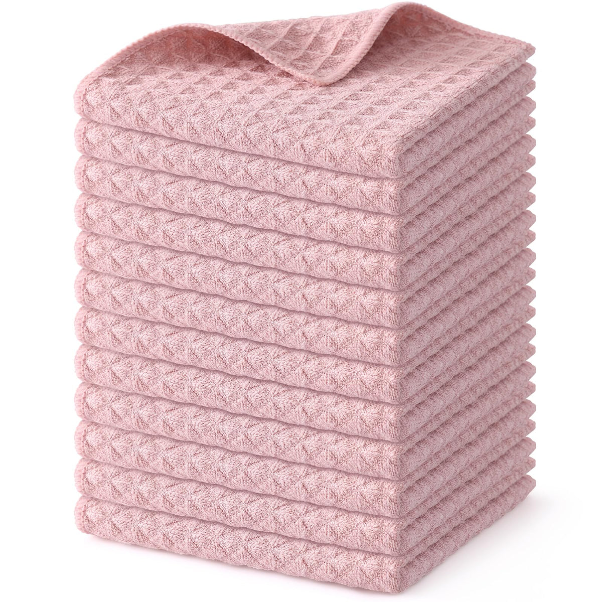 Homaxy Microfiber Waffle Weave Kitchen Dish Cloths, 6-Pack, White