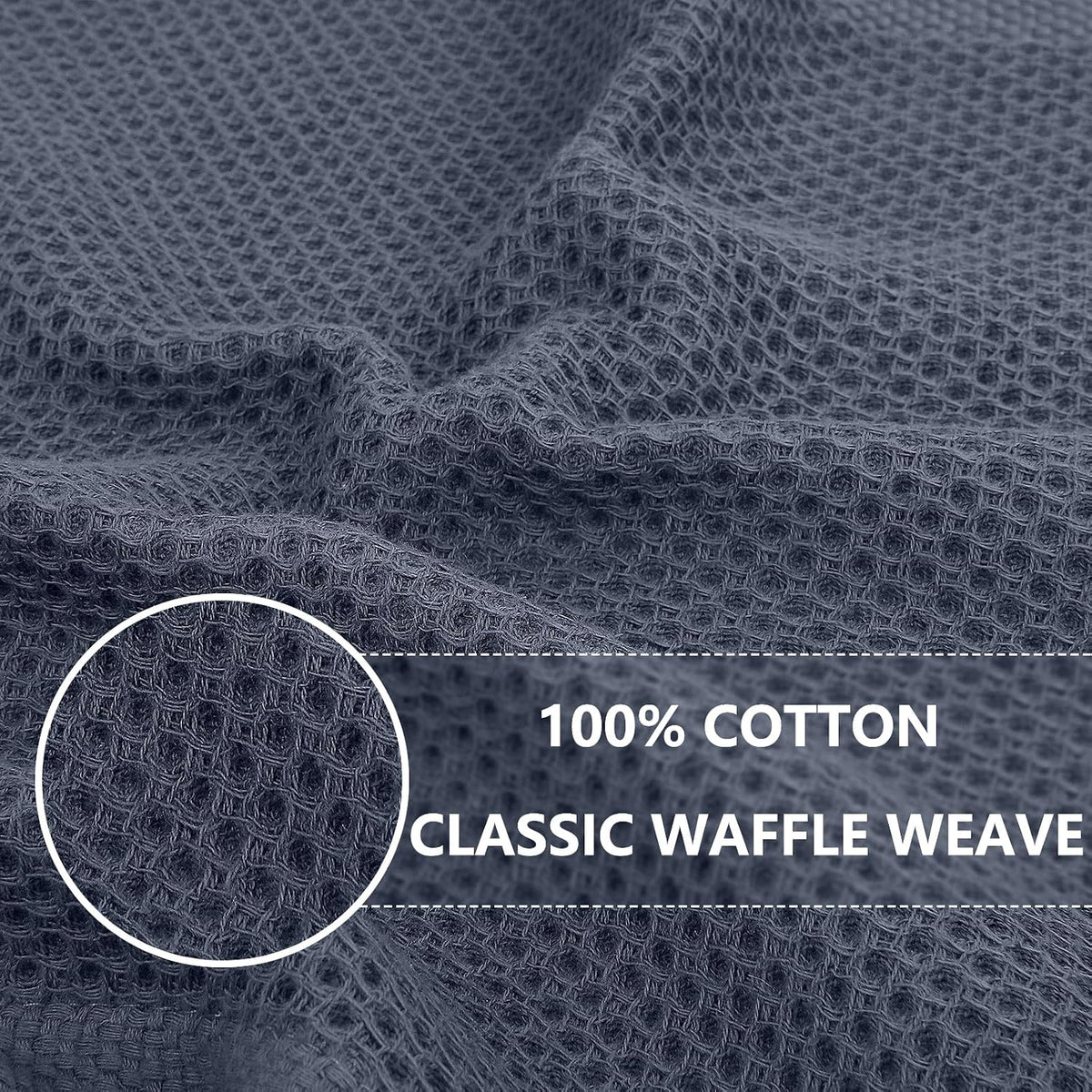 Homaxy 100% Cotton Waffle Weave Kitchen Dish Cloths, 4-Pack, Dark Grey