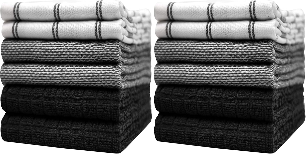 Bumble Premium Dish Cloths 13"x13" (6 Pack) | 100% Natural Ring Spun Cotton | 400 GSM | Highly Absorbent & Soft |Yarn Dyed & Solid Dyed Terry Dish Cloth Set - Tan