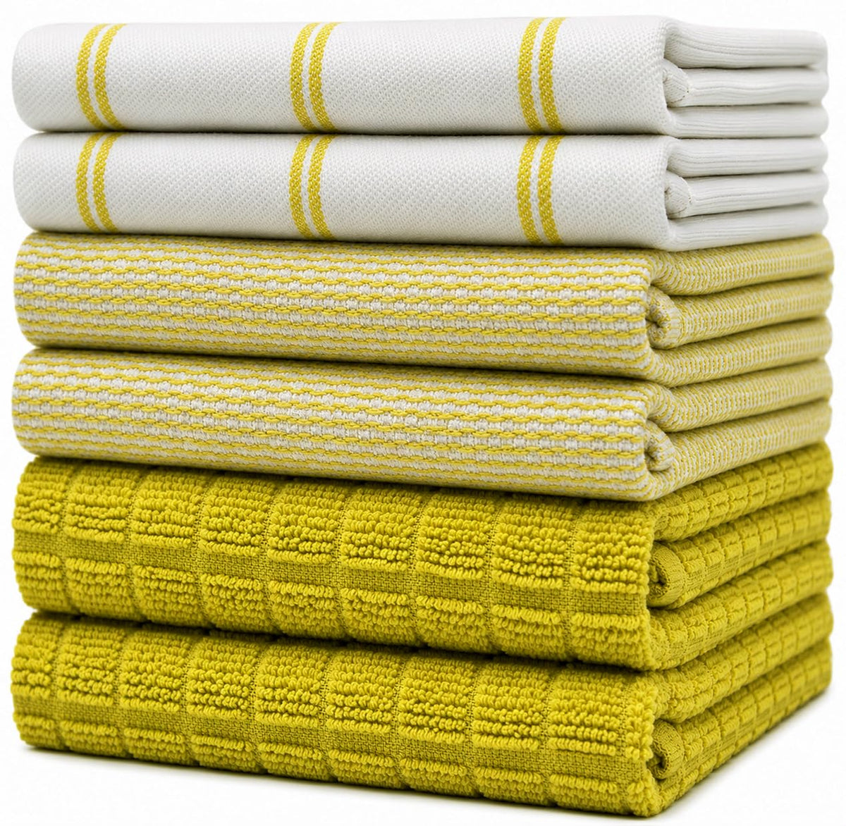 Bumble Premium Dish Cloths 13"x13" (6 Pack) | 100% Natural Ring Spun Cotton | 400 GSM | Highly Absorbent & Soft |Yarn Dyed & Solid Dyed Terry Dish Cloth Set - Tan