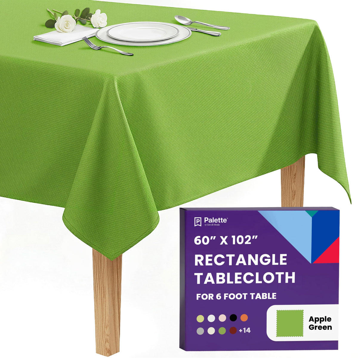 Gee Di Moda Rectangle Tablecloth - 90 x 132 Inch Beige Table Cloth for 6 Foot Tables with Floor-Length Drop - Heavy Duty Washable Fabric for Holiday Party, Dinner, Weddings & Baby Shower