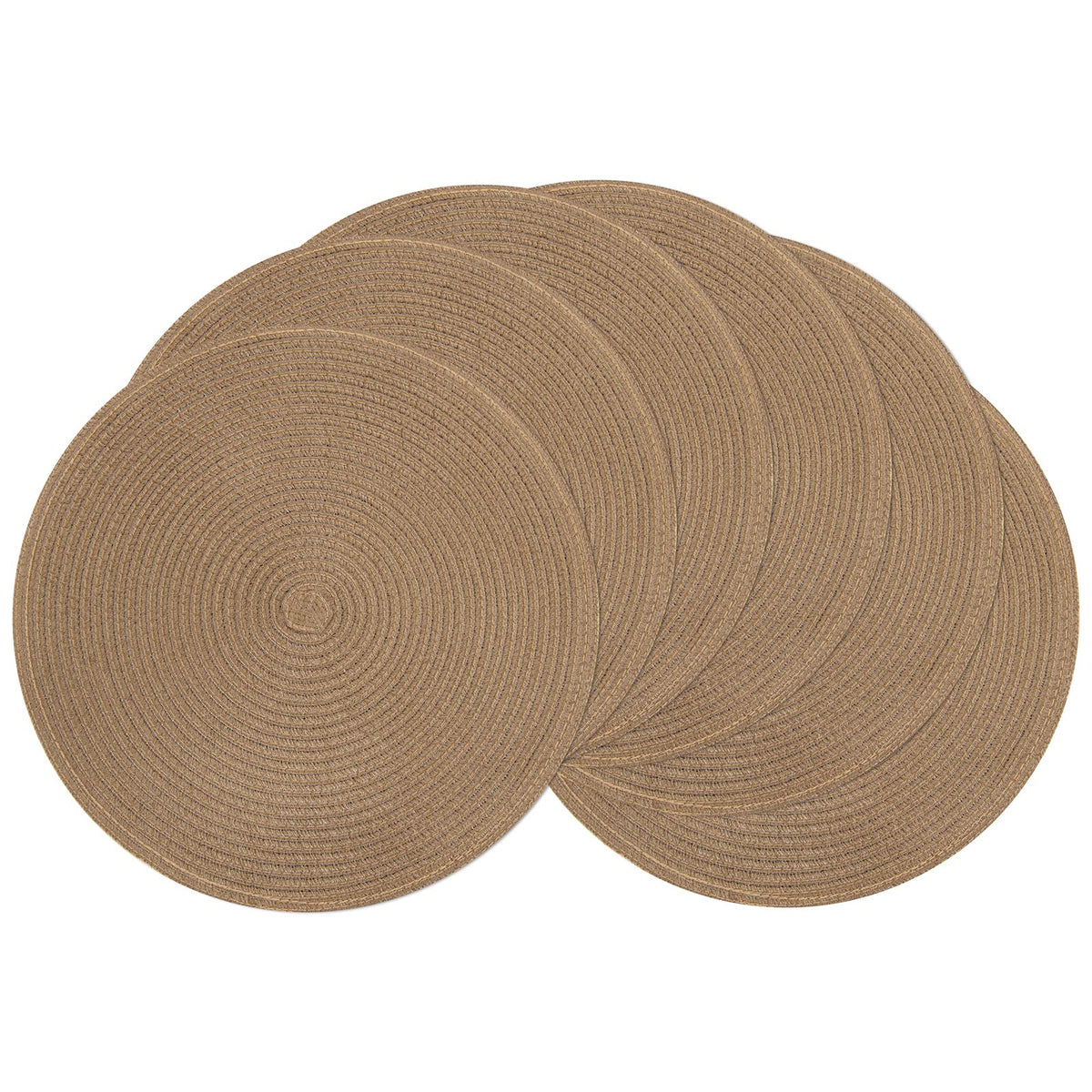 SHACOS Round Braided Placemats Set of 4 Dining Table Placemats 15 inch Circle Place Mats Easy to Clean Table Mats Indoor Outdoor, Blue Gray