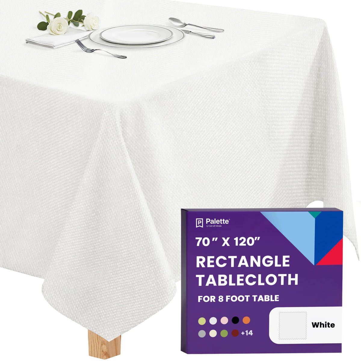 Gee Di Moda Rectangle Tablecloth - 90 x 132 Inch Beige Table Cloth for 6 Foot Tables with Floor-Length Drop - Heavy Duty Washable Fabric for Holiday Party, Dinner, Weddings & Baby Shower
