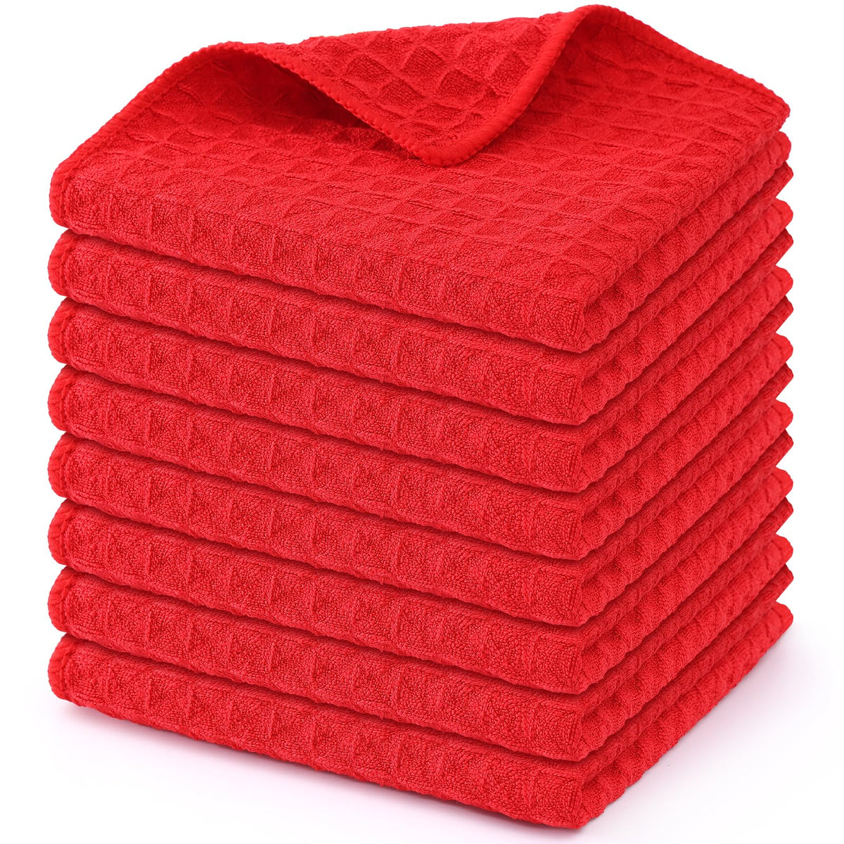 Homaxy Microfiber Waffle Weave Kitchen Dish Cloths, 6-Pack, White