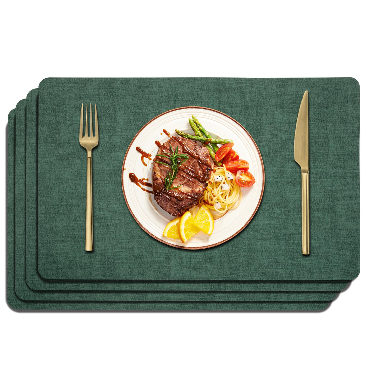 Maxpearl Faux Leather Placemats Set of 6, Easy to Clean, Grey