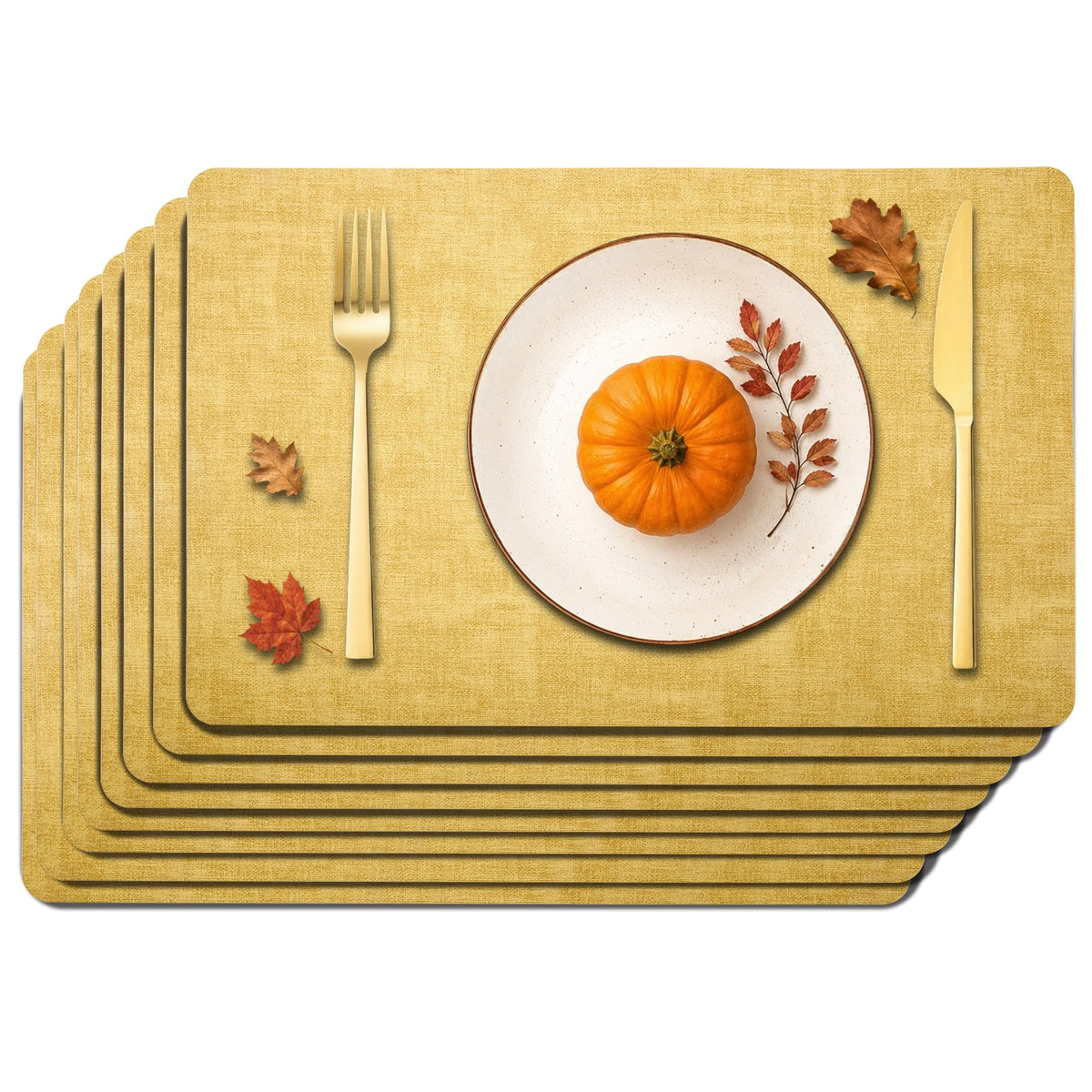 Maxpearl Faux Leather Placemats Set of 6, Easy to Clean, Grey