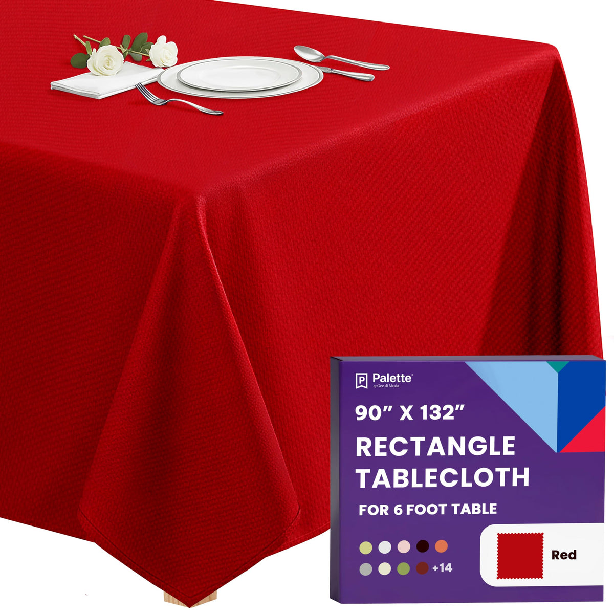 Gee Di Moda Rectangle Tablecloth - 90 x 132 Inch Beige Table Cloth for 6 Foot Tables with Floor-Length Drop - Heavy Duty Washable Fabric for Holiday Party, Dinner, Weddings & Baby Shower
