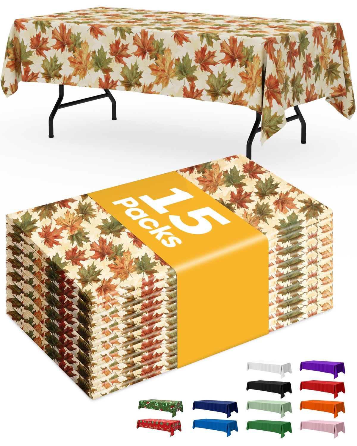 Niuara White Plastic Table Cloth Disposable, 15 Pack, 54 x 108 in